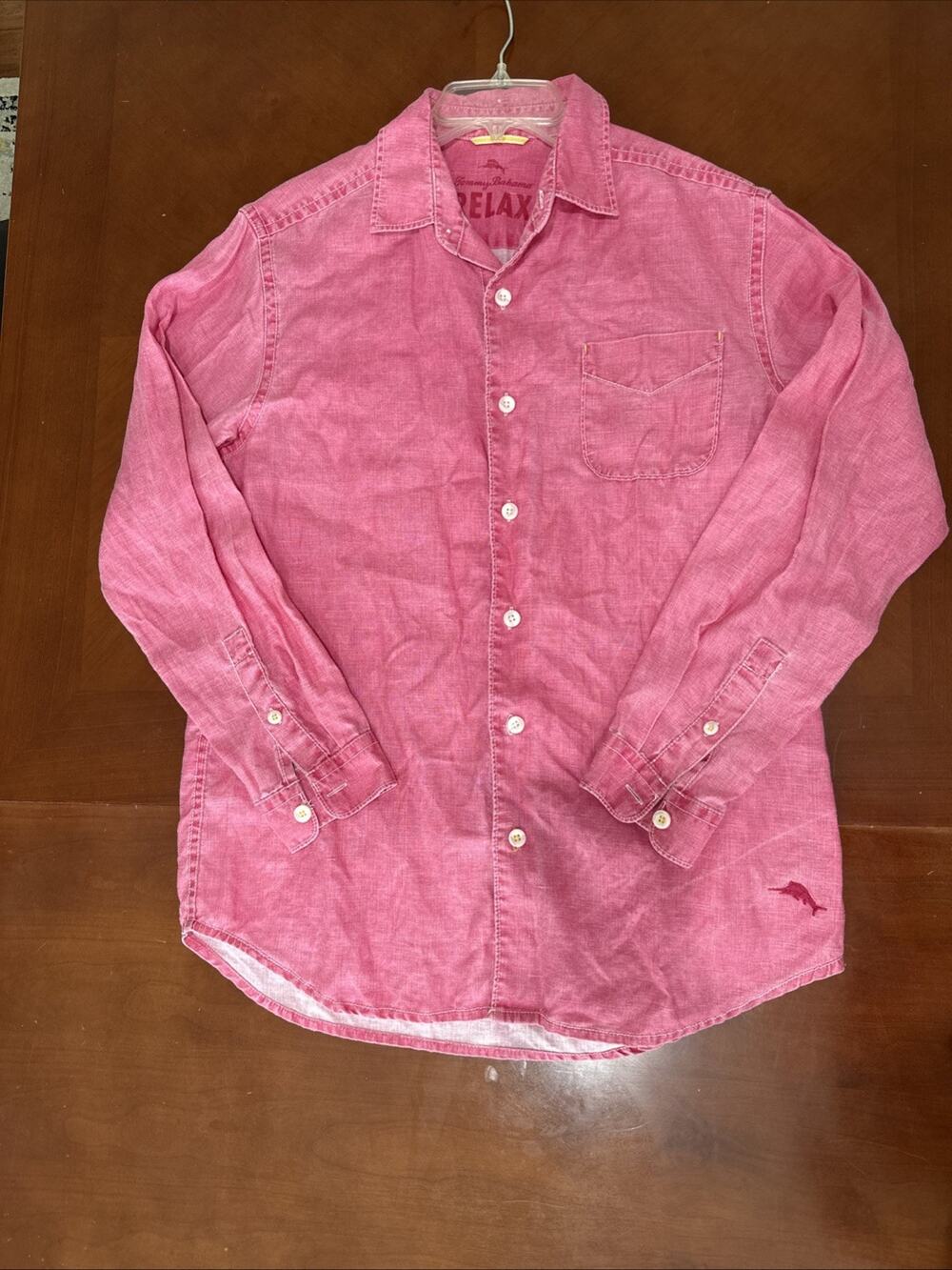 Tommy Bahama 100% Linen Long Sleeve Button Down Shirt Men's Size S Pink
